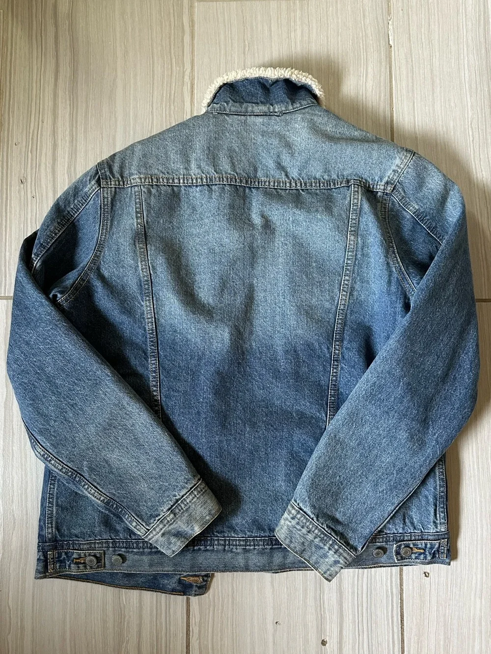 Old Navy Cream Sherpa-Lined Light Blue Denim Jacket